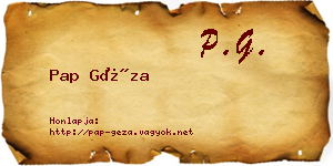 Pap Géza névjegykártya
