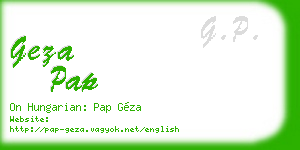 geza pap business card